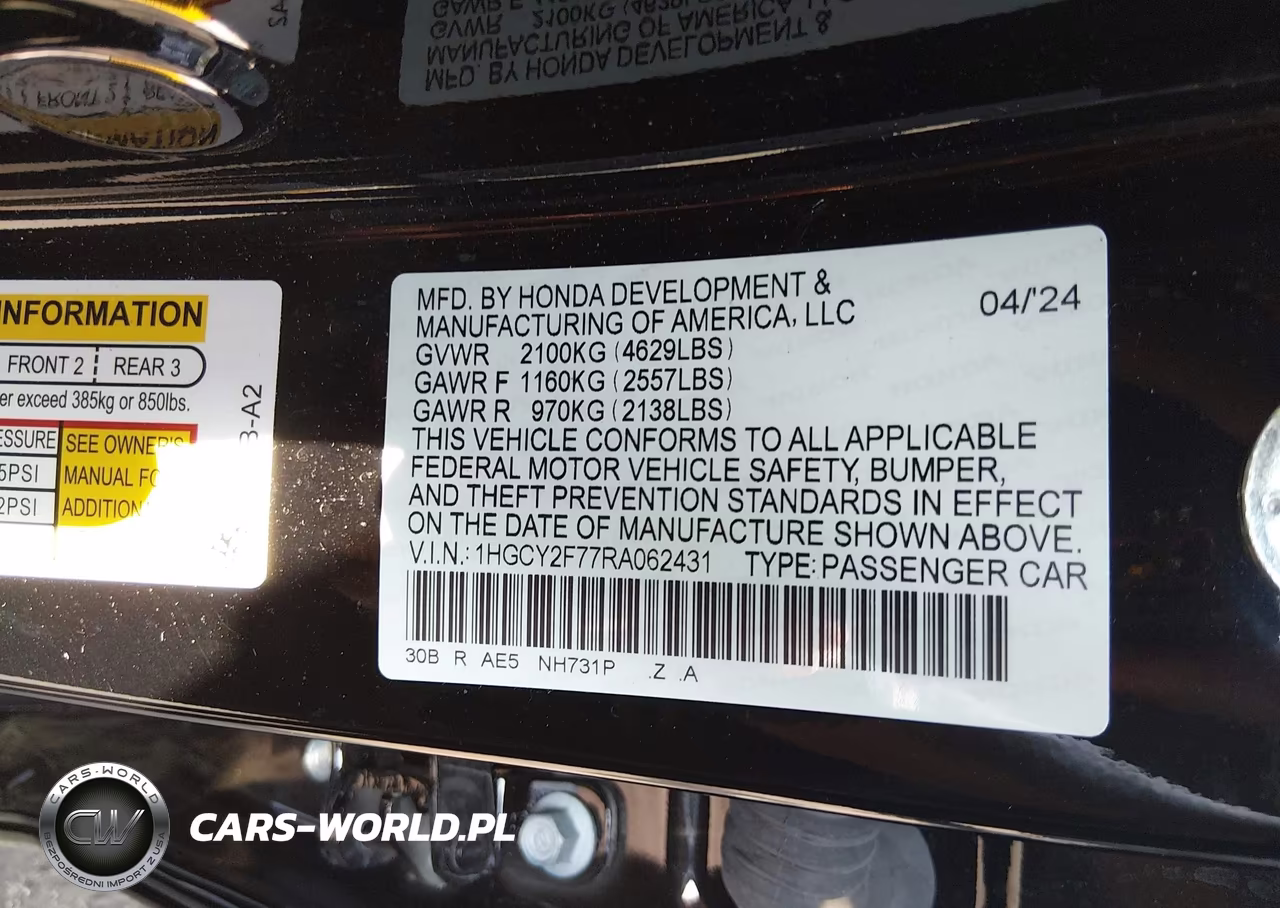 2024 Honda Accord Hybrid Sport-L VIN:1HGCY2F77RA062431 - 9