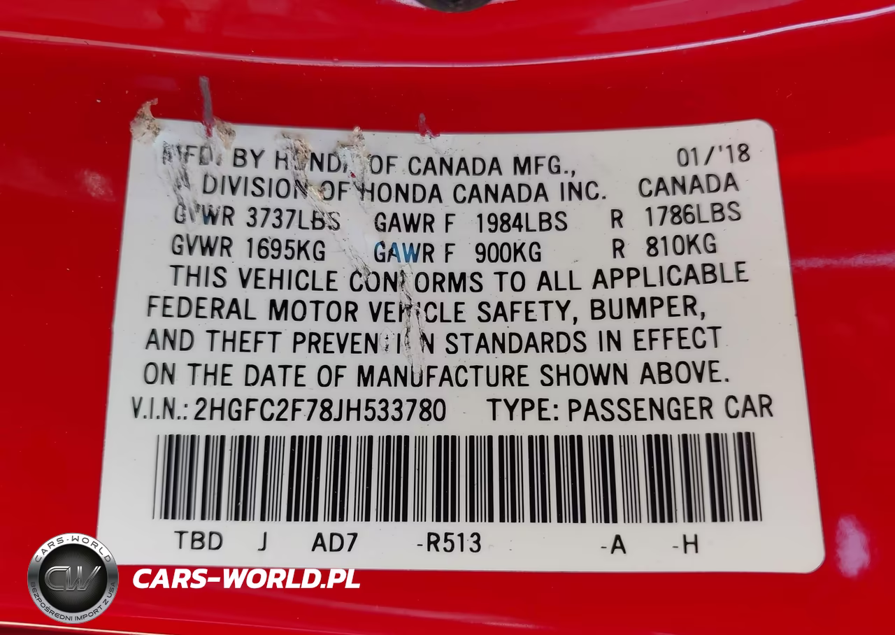 2018 Honda Civic Ex VIN:2HGFC2F78JH533780 - 9
