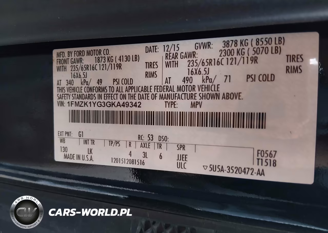 2016 Ford Transit-150 Xlt VIN:1FMZK1YG3GKA49342 - 9
