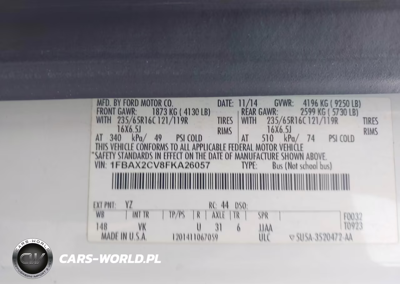 2015 Ford Transit-350 Xl VIN:1FBAX2CV8FKA26057 - 9