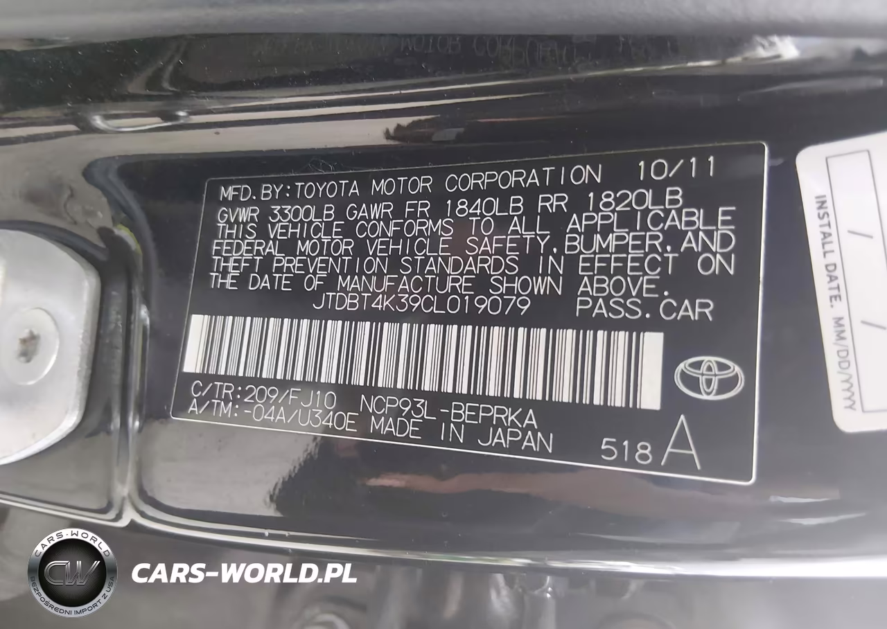 2012 Toyota Yaris VIN:JTDBT4K39CL019079 - 9