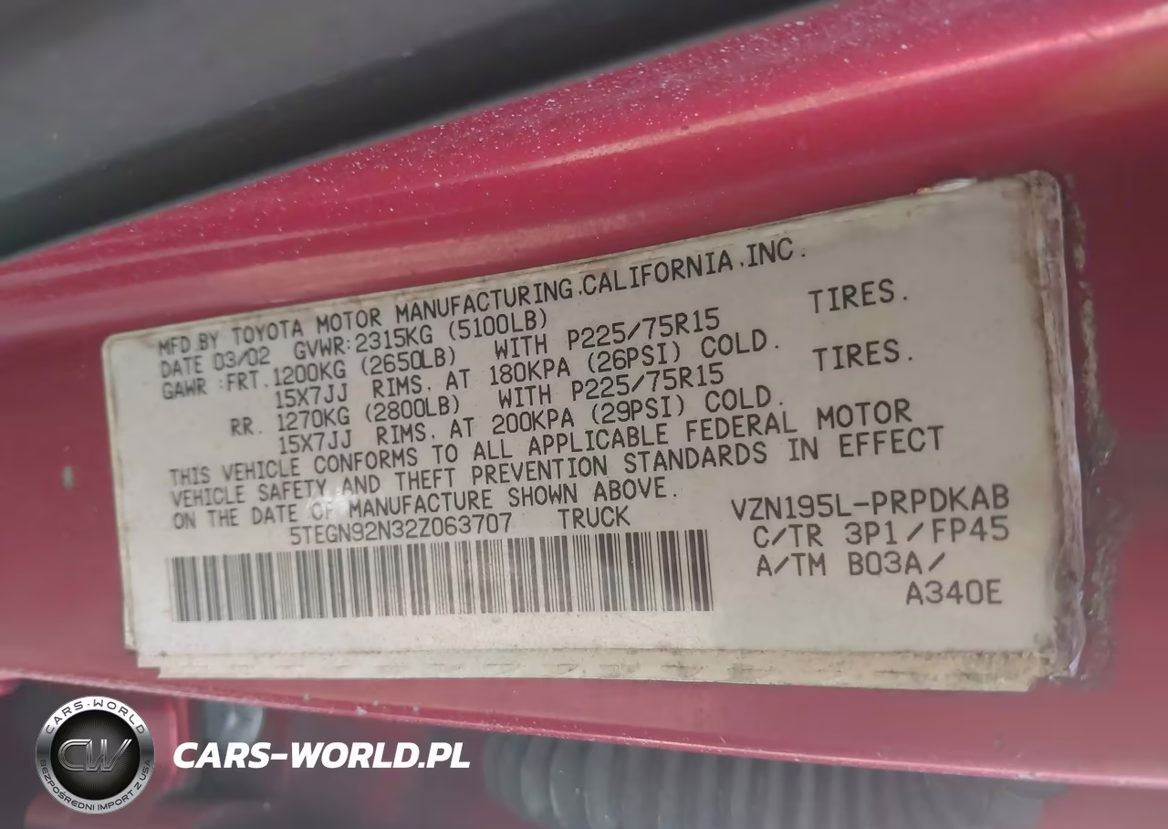 2002 Toyota Tacoma Prerunner V6 VIN:5TEGN92N32Z063707 - 9
