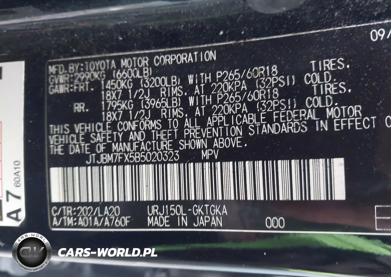 2011 Lexus Gx 460 VIN:JTJBM7FX5B5020323 - 9