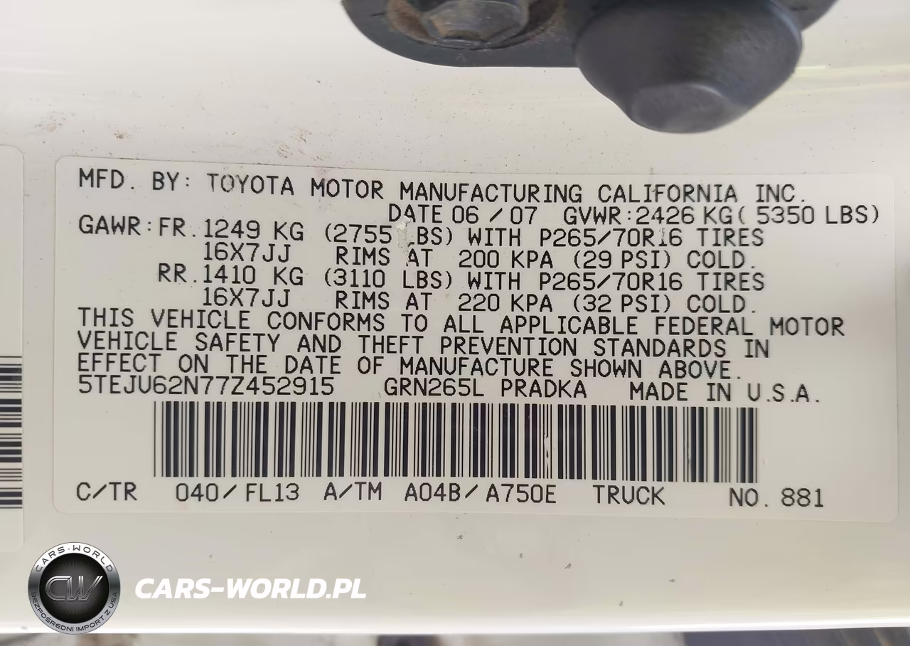 2007 Toyota Tacoma Prerunner V6 VIN:5TEJU62N77Z452915 - 9