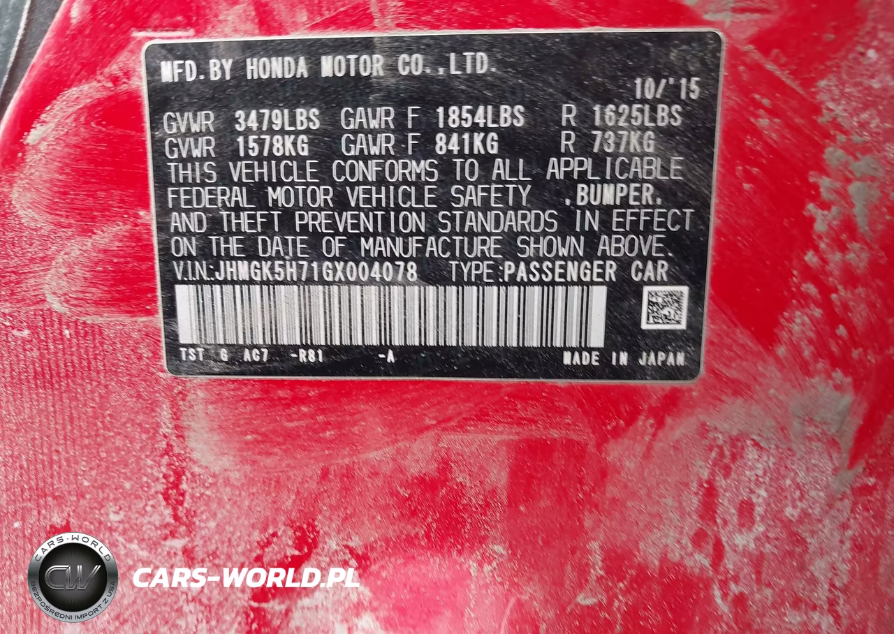 2016 Honda Fit Ex VIN:JHMGK5H71GX004078 - 9