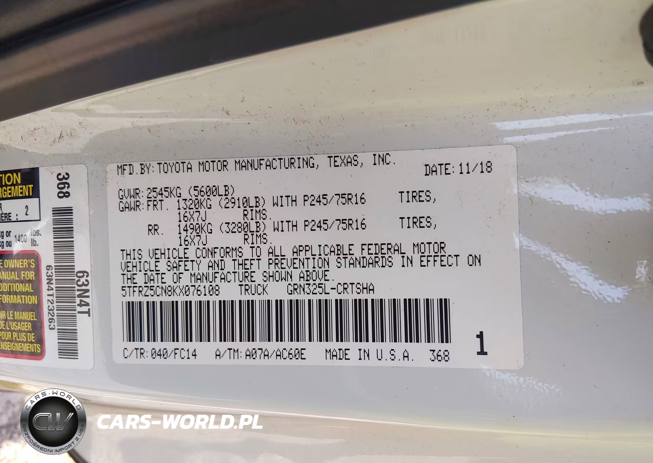 2019 Toyota Tacoma Sr5 V6 VIN:5TFRZ5CN8KX076108 - 9