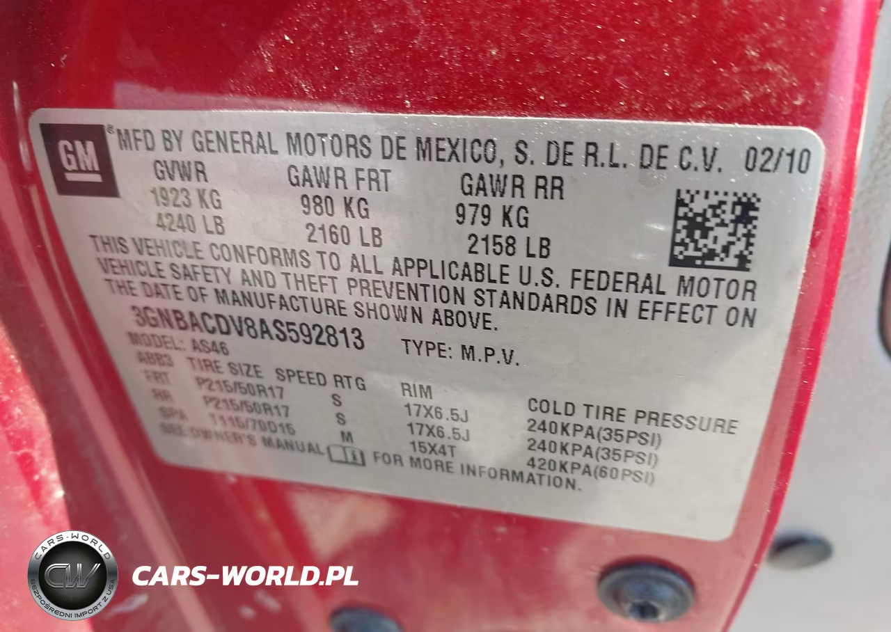 2010 Chevrolet Hhr Lt VIN:3GNBACDV8AS592813 - 9