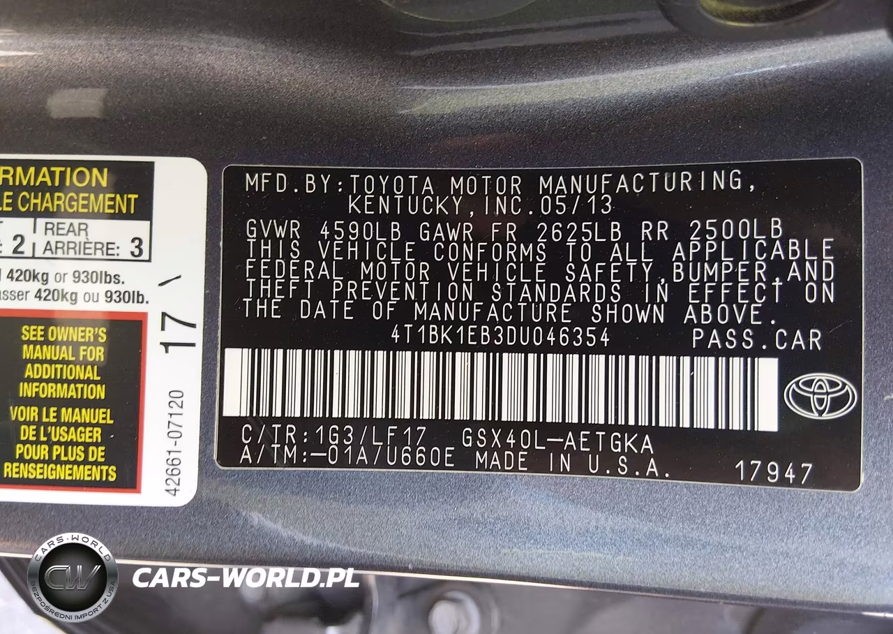 2013 Toyota Avalon Xle Premium VIN:4T1BK1EB3DU046354 - 9