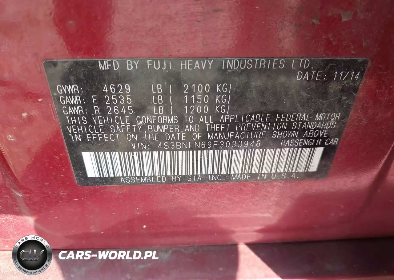 2015 Subaru Legacy 3.6R Limited VIN:4S3BNEN69F3033946 - 9