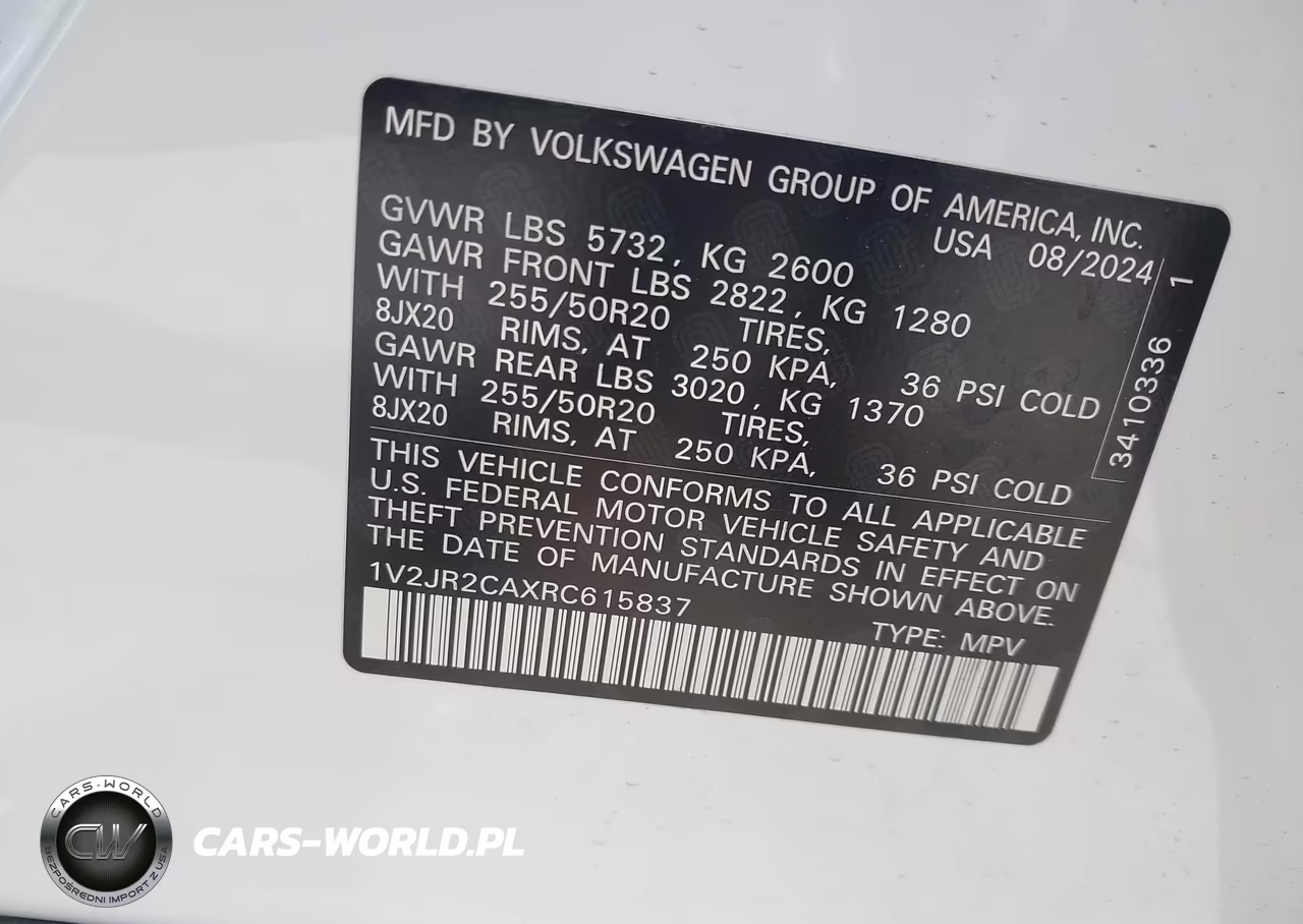 2024 Volkswagen Atlas 2.0T Se W-Technology VIN:1V2JR2CAXRC615837 - 9