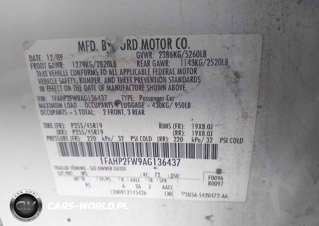 2010 Ford Taurus Limited VIN:1FAHP2FW9AG136437 - 9