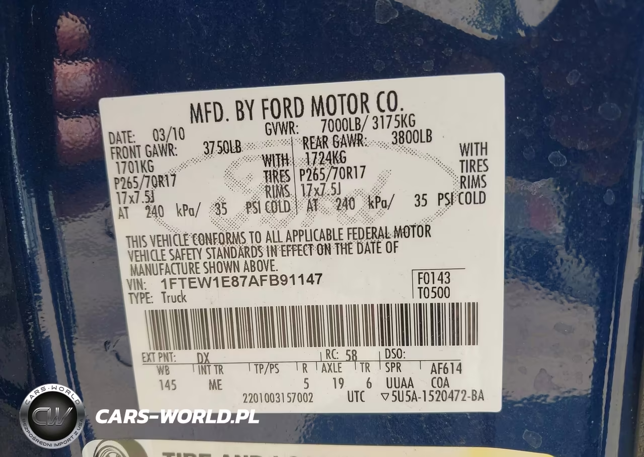 2010 Ford F-150 Xl-Xlt VIN:1FTEW1E87AFB91147 - 9