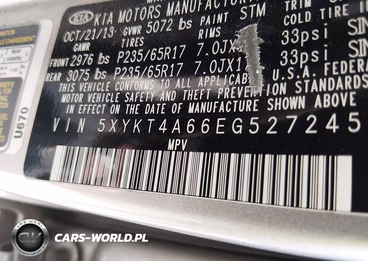 2014 Kia Sorento Lx VIN:5XYKT4A66EG527245 - 9
