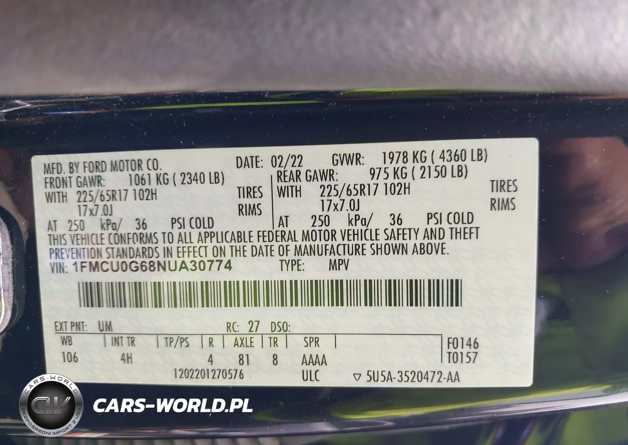 2022 Ford Escape Se VIN:1FMCU0G68NUA30774 - 9