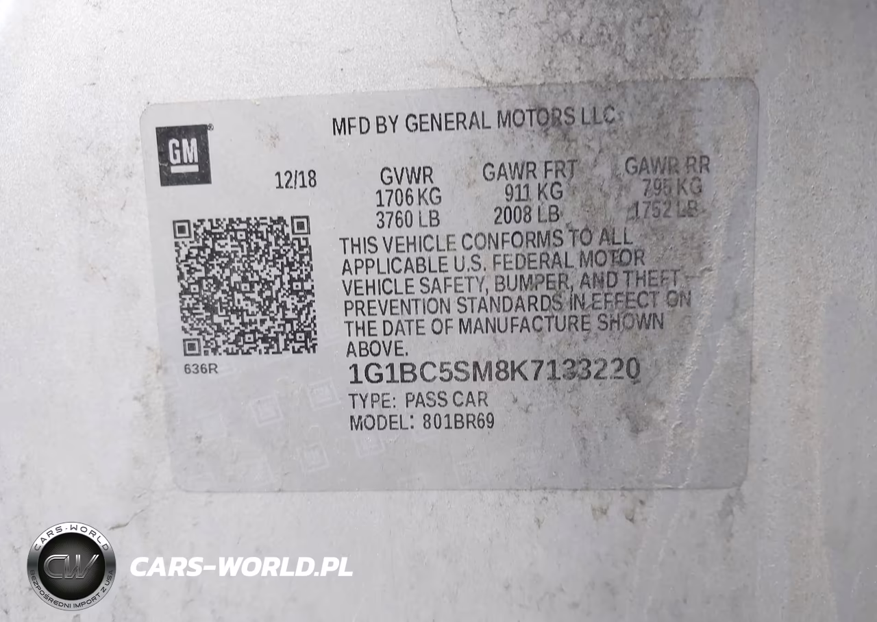 2019 Chevrolet Cruze Ls VIN:1G1BC5SM8K7133220 - 9