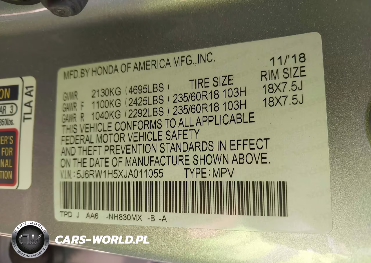 2018 Honda Cr-V Ex VIN:5J6RW1H5XJA011055 - 9