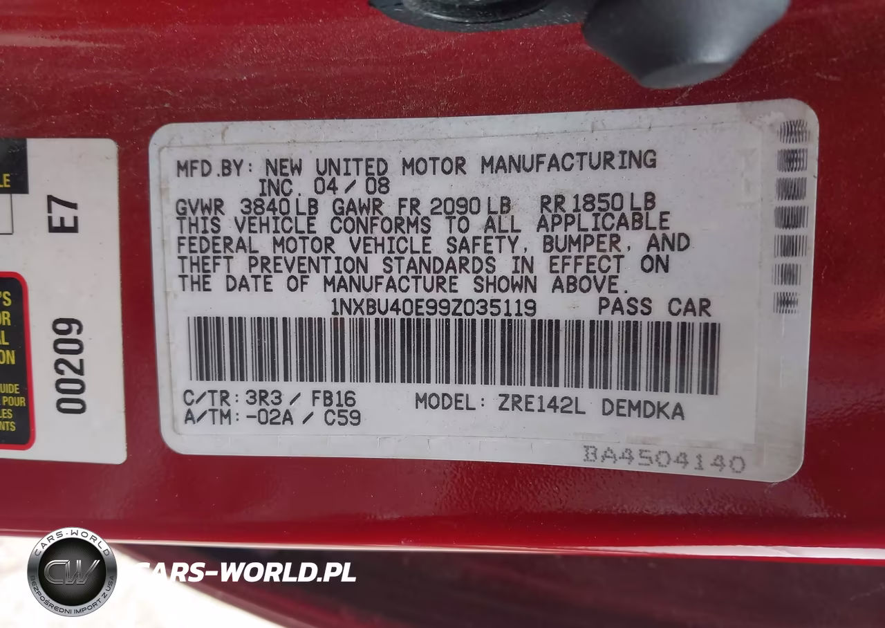 2009 Toyota Corolla VIN:1NXBU40E99Z035119 - 9