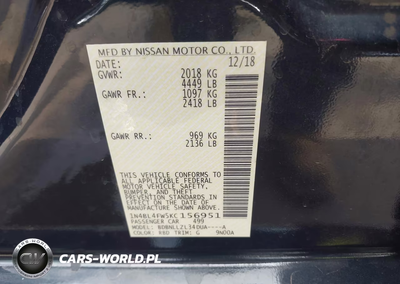 2019 Nissan Altima 2.5 Platinum VIN:1N4BL4FW5KC156951 - 9