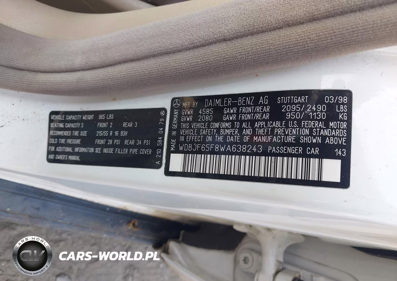 1998 Mercedes-Benz E 320 VIN:WDBJF65F8WA638243 - 9