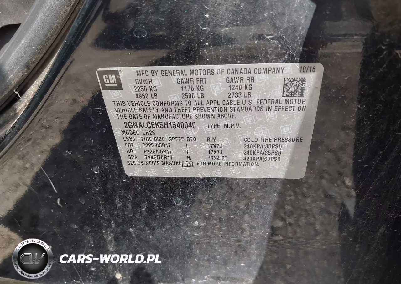 2017 Chevrolet Equinox Lt VIN:2GNALCEK5H1540040 - 9