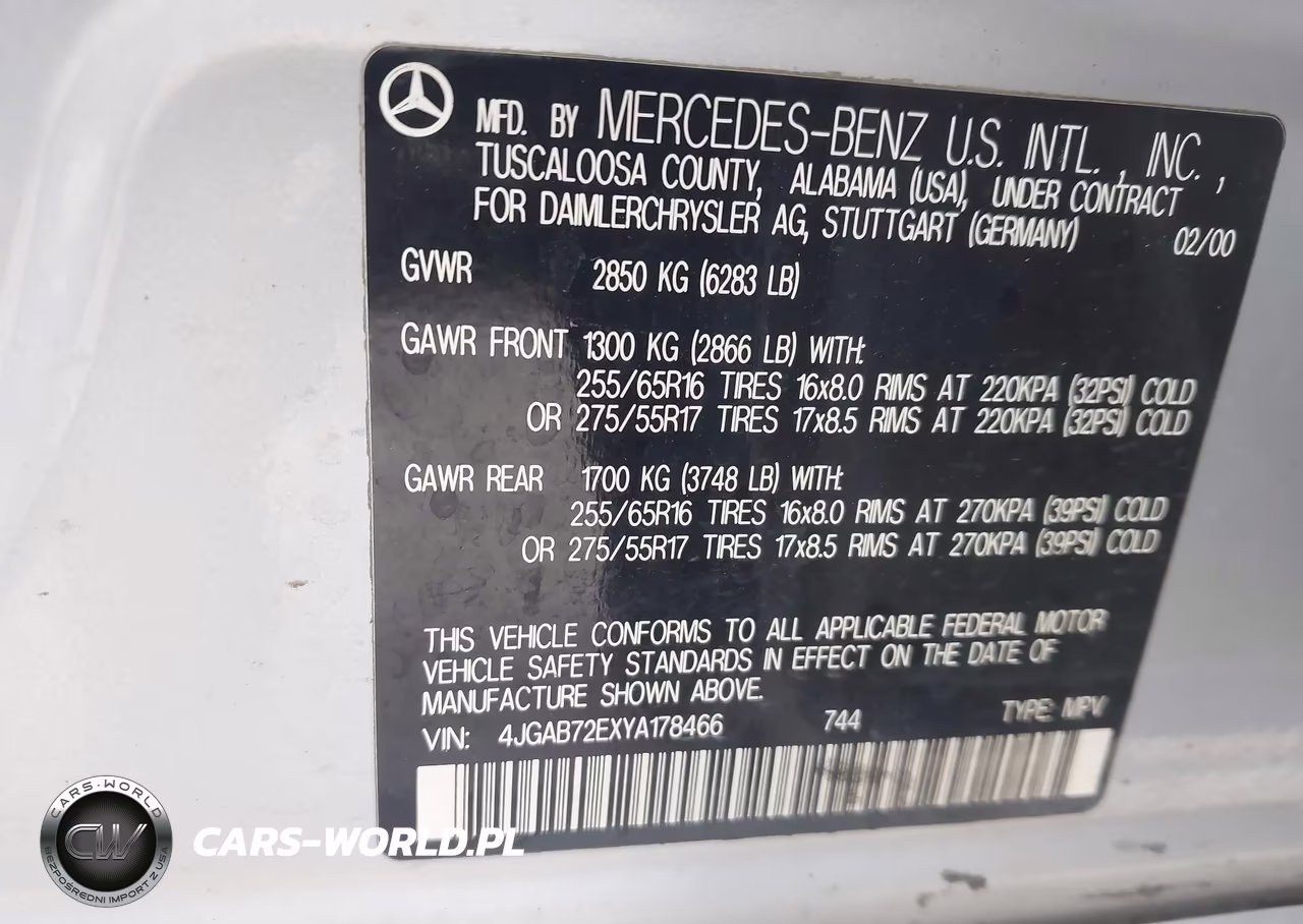 2000 Mercedes-Benz Ml 430 VIN:4JGAB72EXYA178466 - 9