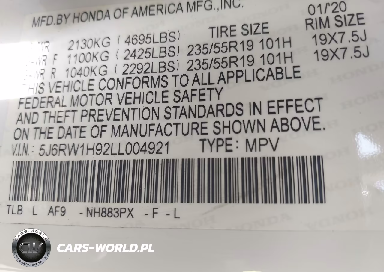 2020 Honda Cr-V 2Wd Touring VIN:5J6RW1H92LL004921 - 9