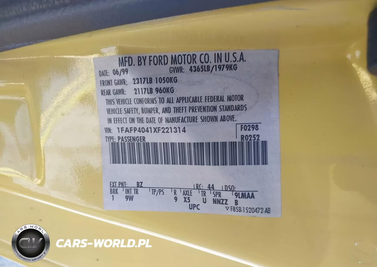 1999 Ford Mustang VIN:1FAFP4041XF221314 - 9