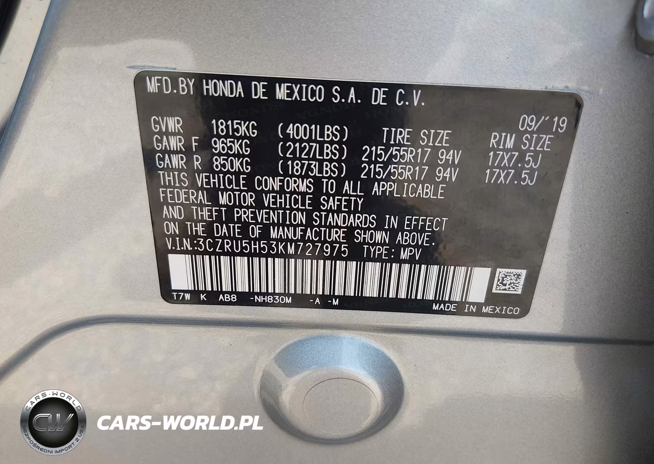 2019 Honda Hr-V Ex VIN:3CZRU5H53KM727975 - 9