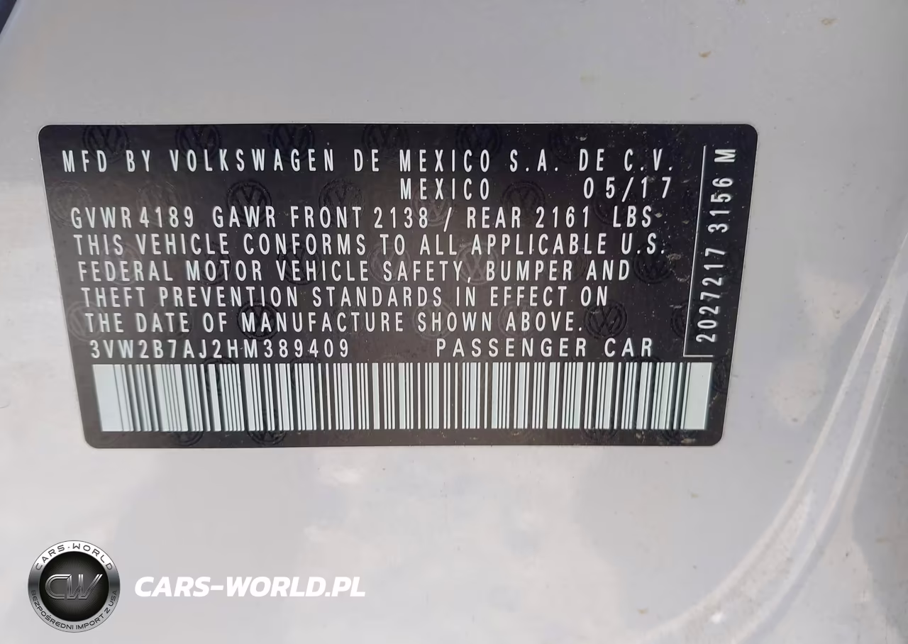 2017 Volkswagen Jetta 1.4T S VIN:3VW2B7AJ2HM389409 - 9