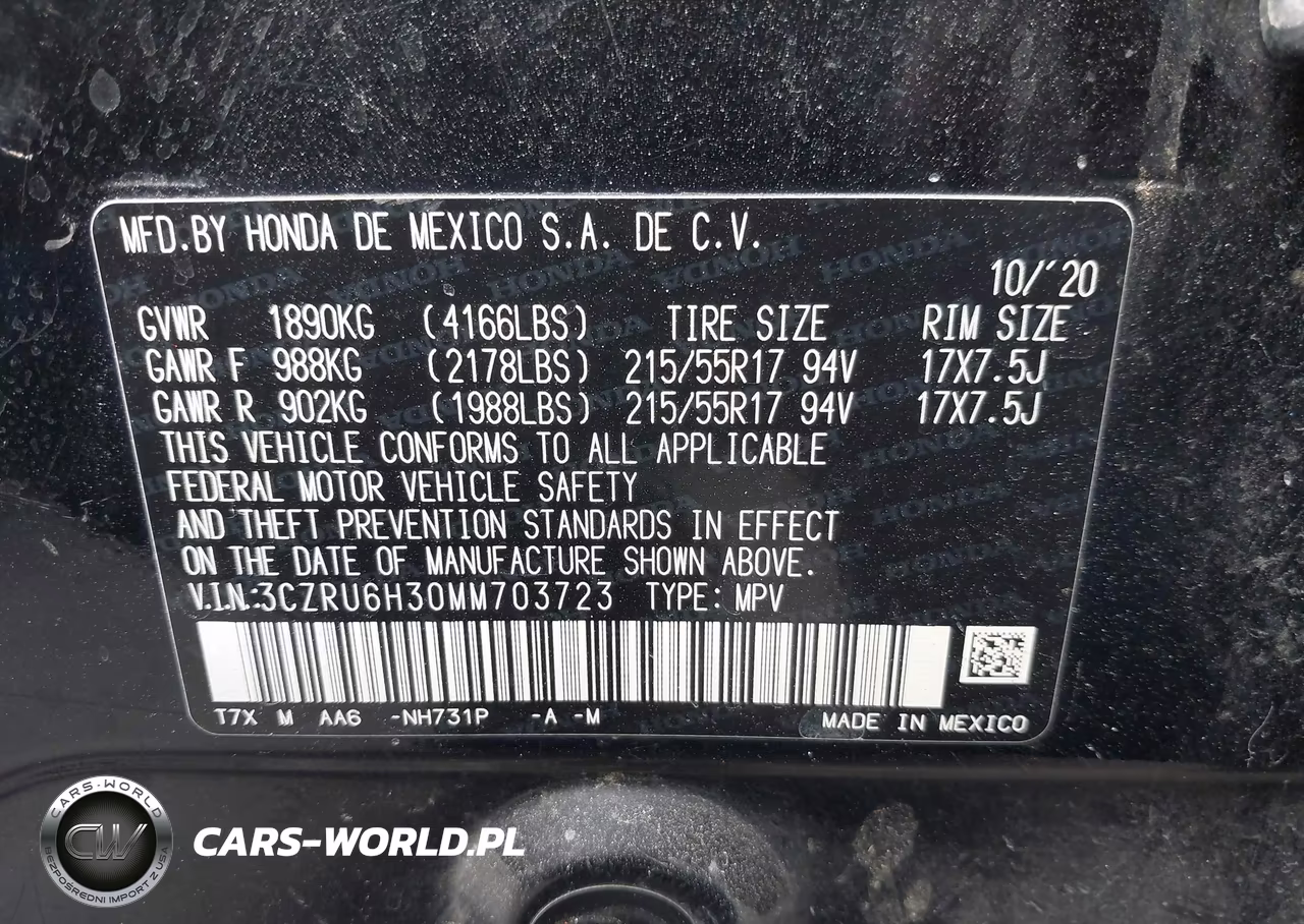 2021 Honda Hr-V Awd Lx VIN:3CZRU6H30MM703723 - 9