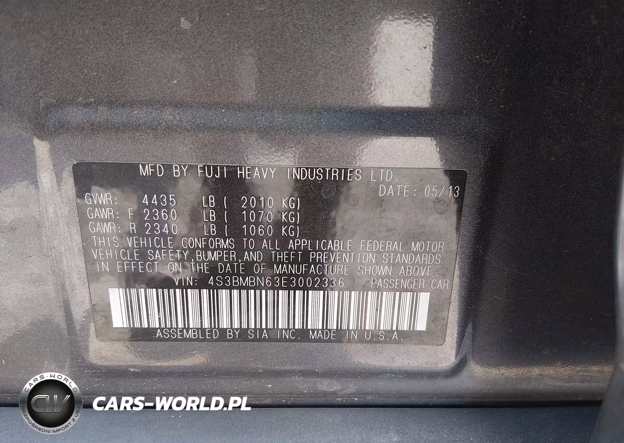 2014 Subaru Legacy 2.5I Limited VIN:4S3BMBN63E3002336 - 9