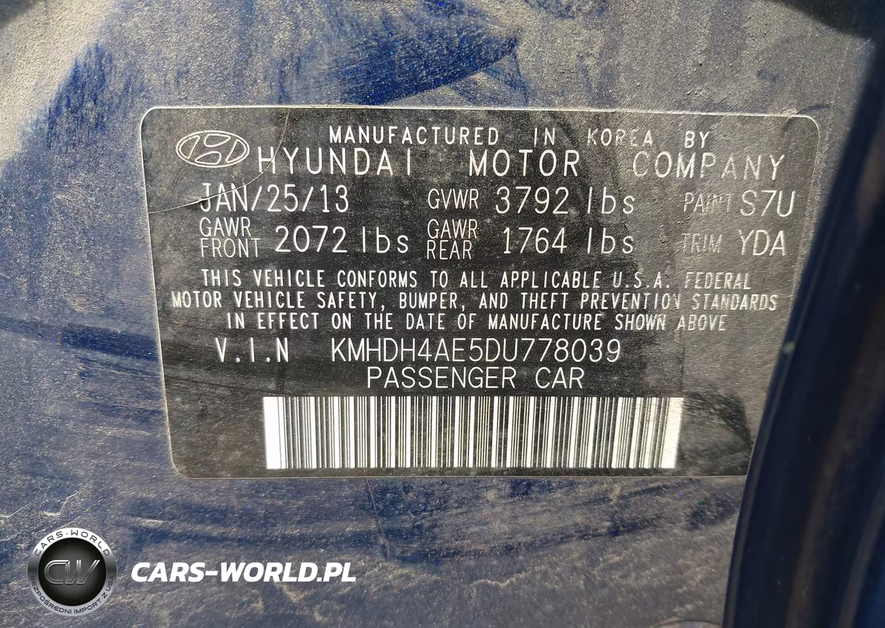 2013 Hyundai Elantra Gls VIN:KMHDH4AE5DU778039 - 9