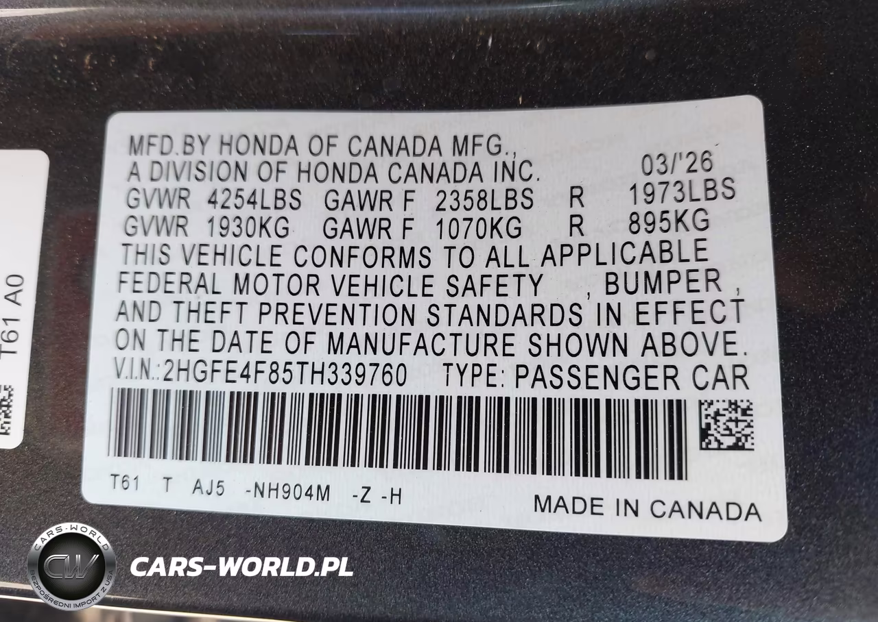 2026 Honda Civic Hybrid Sport-Sport Touring VIN:2HGFE4F85TH339760 - 9