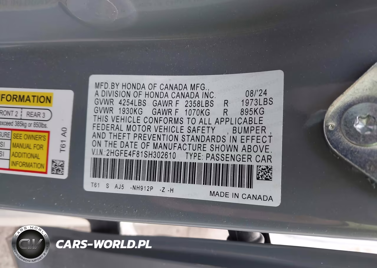 2025 Honda Civic Hybrid Sport-Sport Touring VIN:2HGFE4F81SH302610 - 9