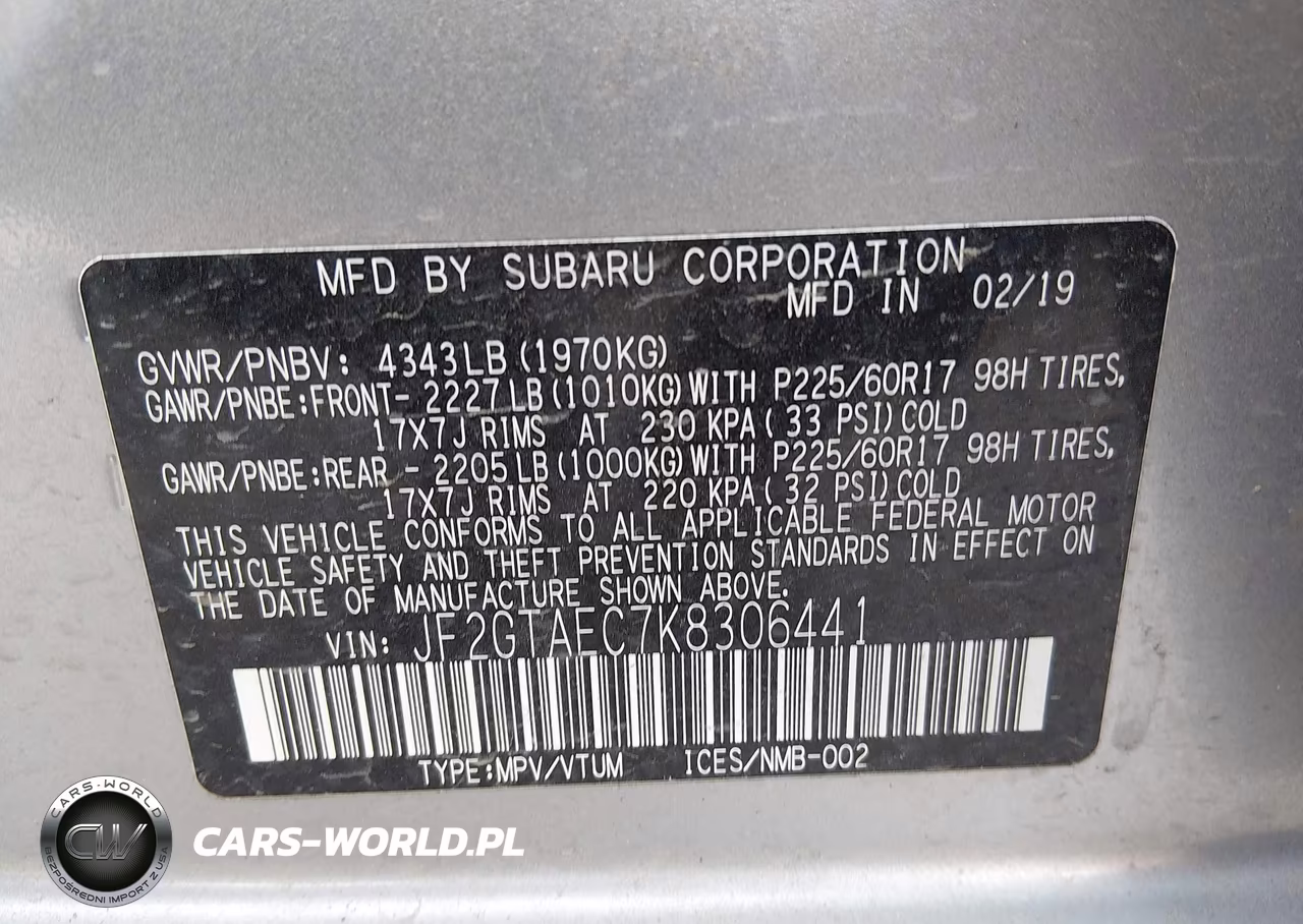 2019 Subaru Crosstrek 2.0I Premium VIN:JF2GTAEC7K8306441 - 9