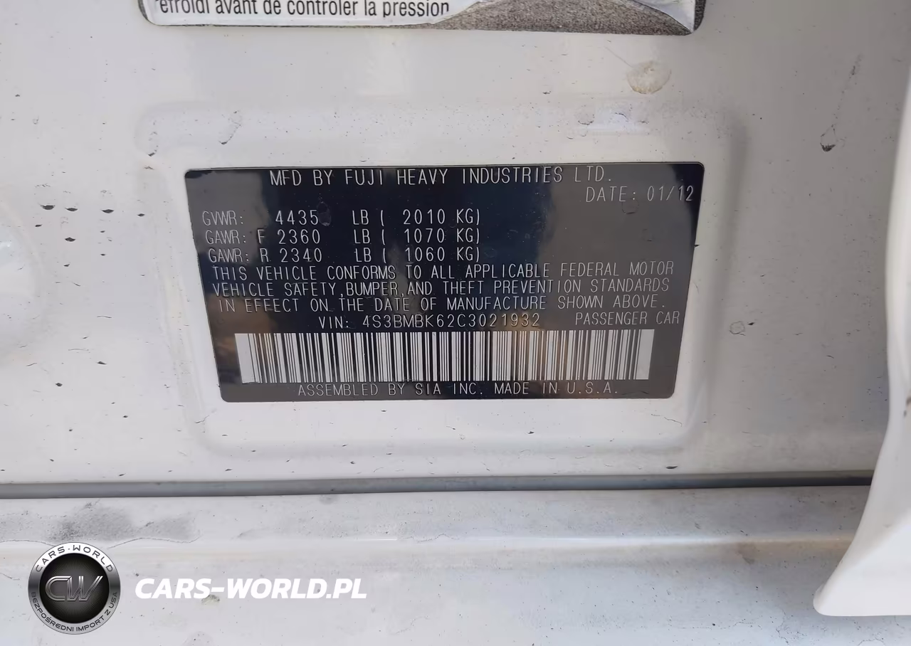 2012 Subaru Legacy 2.5I Limited VIN:4S3BMBK62C3021932 - 9