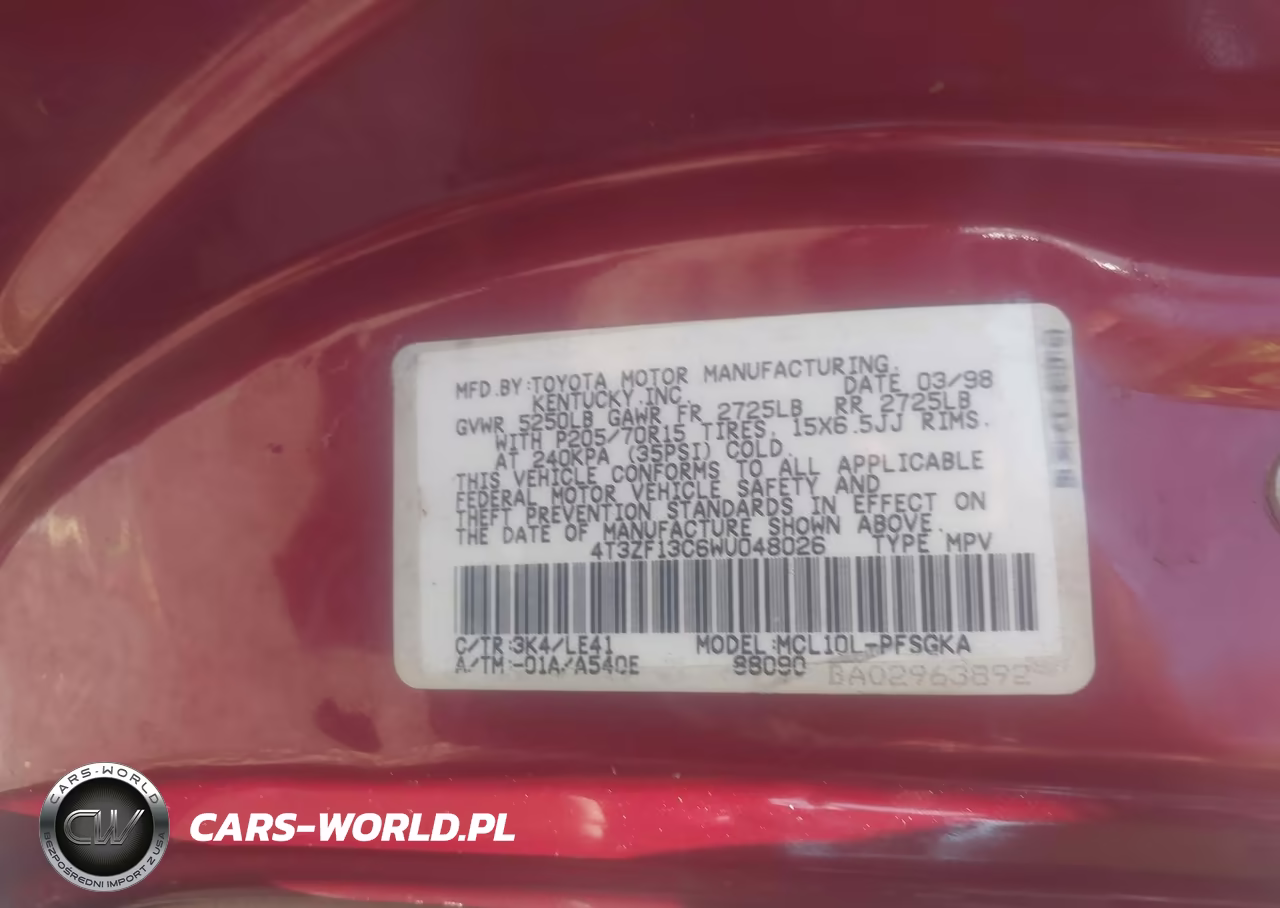 1998 Toyota Sienna Xle VIN:4T3ZF13C6WU048026 - 9