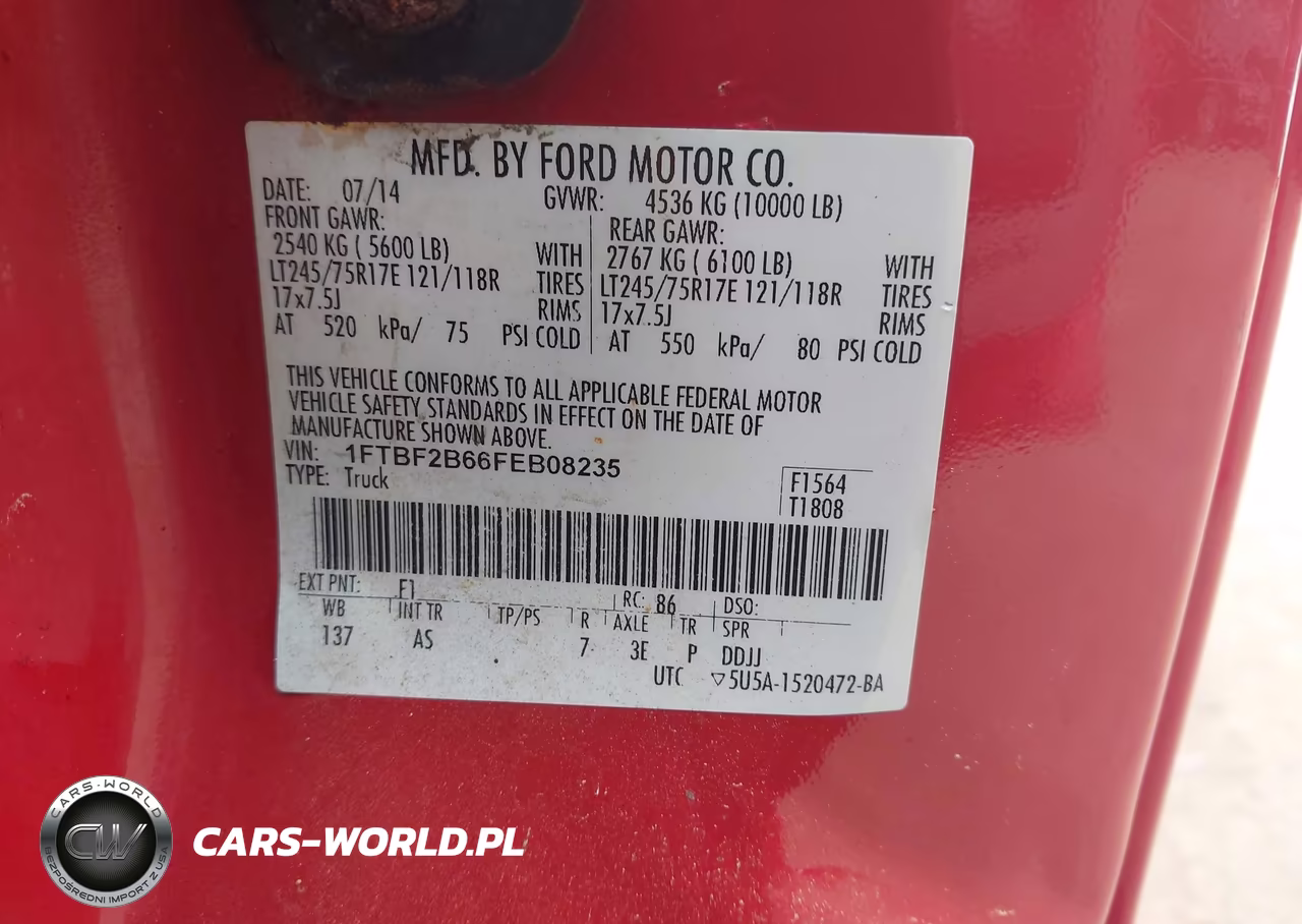 2015 Ford F-250 Xl VIN:1FTBF2B66FEB08235 - 9