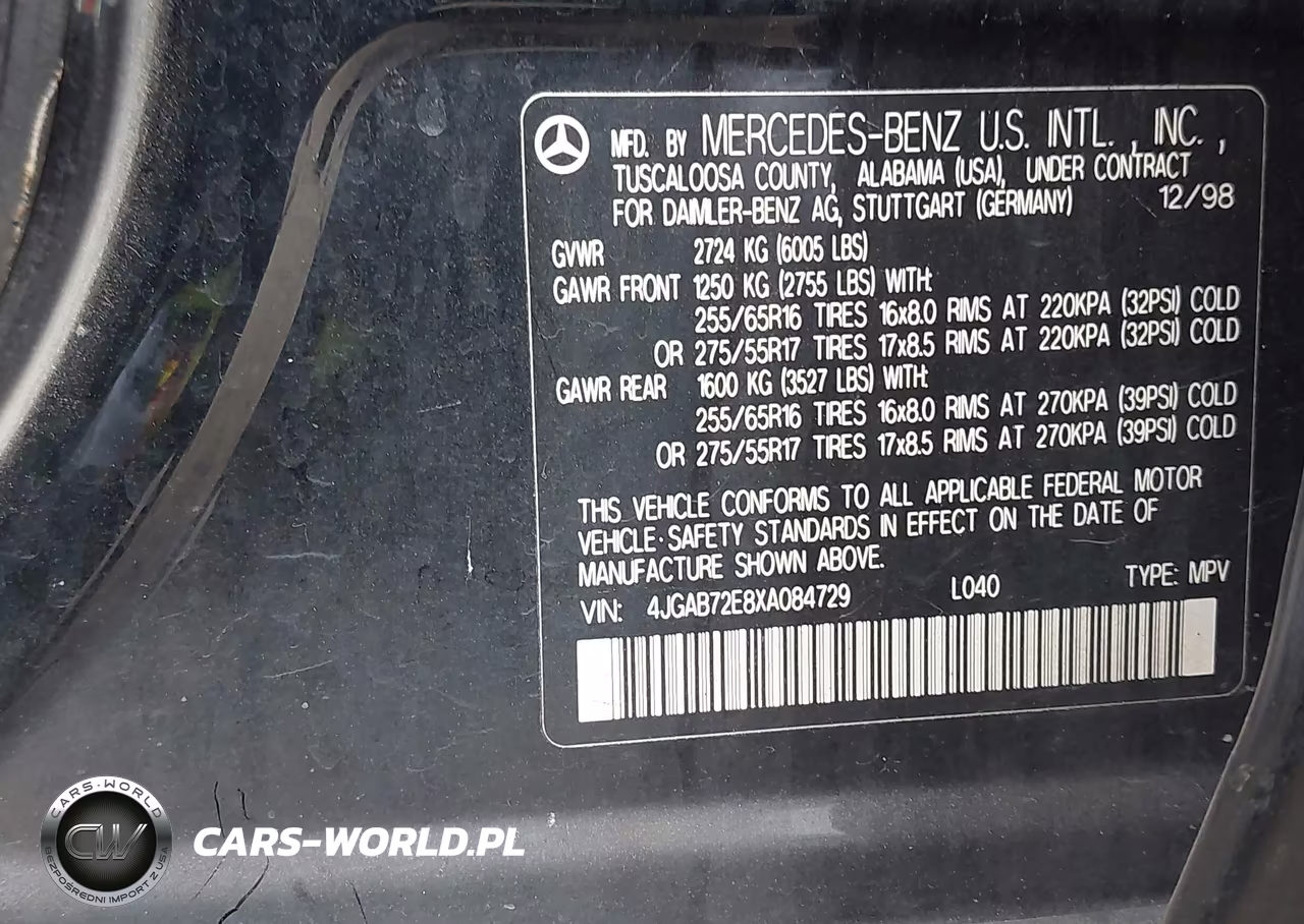1999 Mercedes-Benz Ml 430 VIN:4JGAB72E8XA084729 - 9