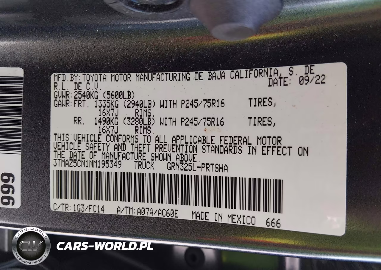 2022 Toyota Tacoma Sr5 V6 VIN:3TMAZ5CN1NM195349 - 9
