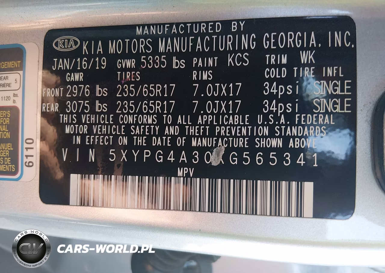2019 Kia Sorento 2.4L L VIN:5XYPG4A30KG565341 - 9