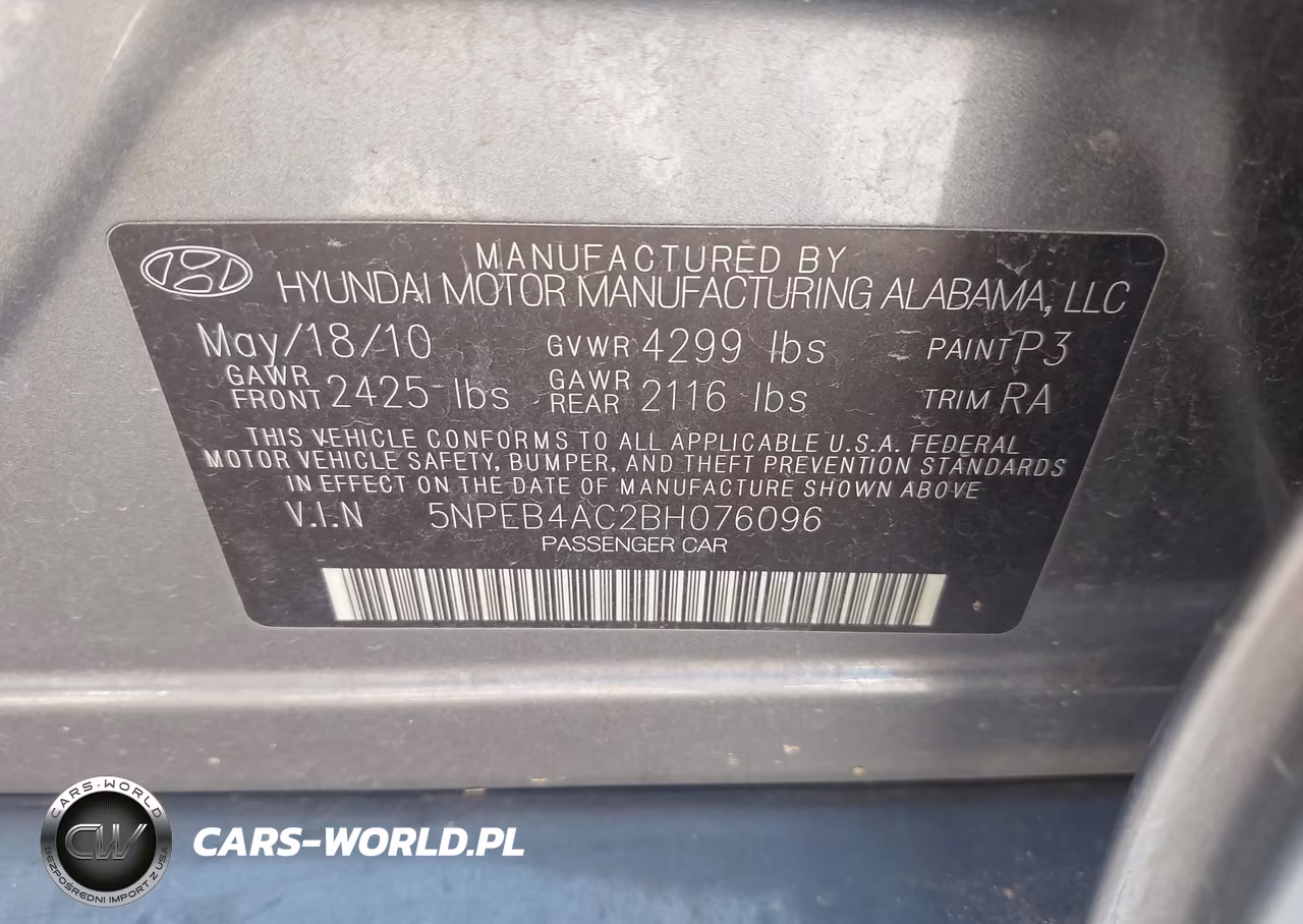 2011 Hyundai Sonata Gls VIN:5NPEB4AC2BH076096 - 9