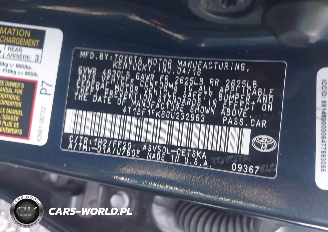 2016 Toyota Camry Se VIN:4T1BF1FK6GU232963 - 9