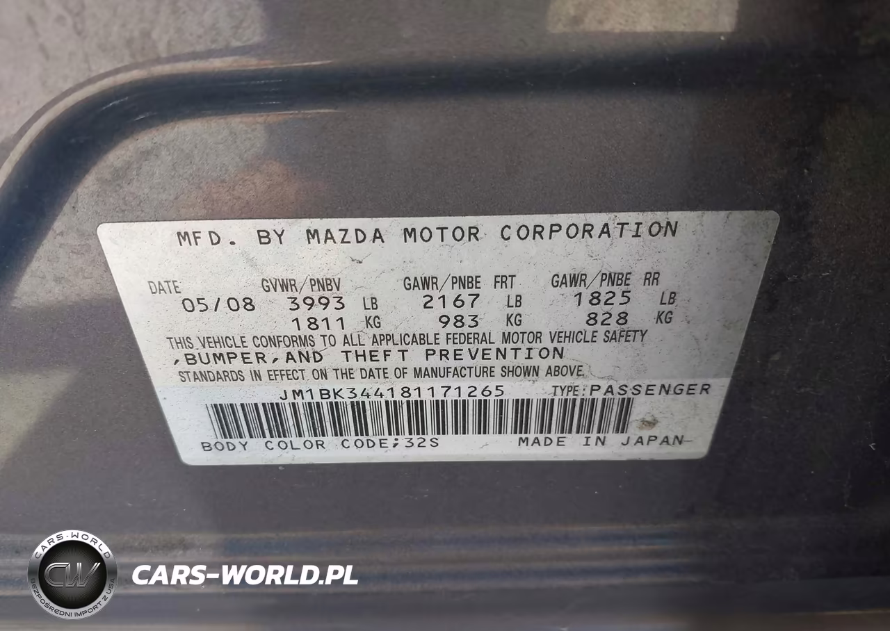 2008 Mazda 3 VIN:JM1BK344181171265 - 9