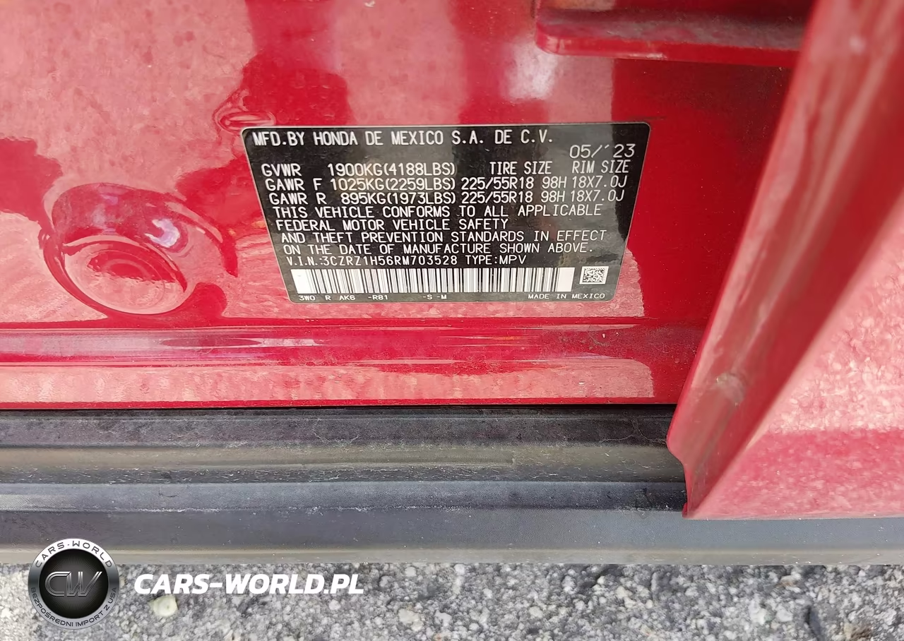 2024 Honda Hr-V 2Wd Sport-2Wd Sport W-O Bsi VIN:3CZRZ1H56RM703528 - 9