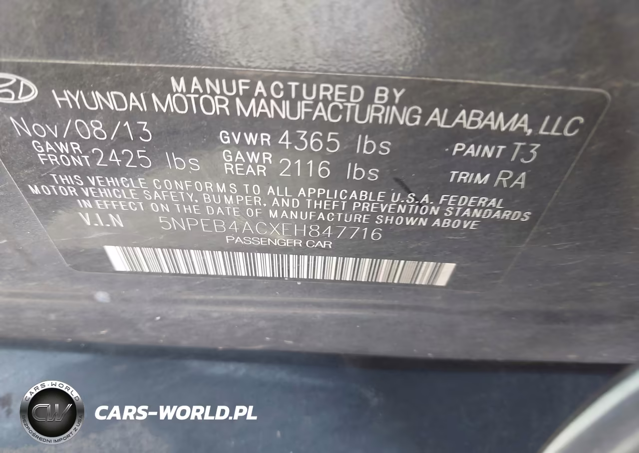 2014 Hyundai Sonata Gls VIN:5NPEB4ACXEH847716 - 9