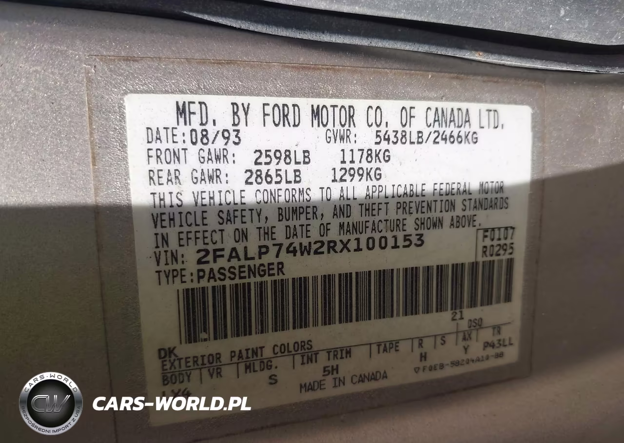 1994 Ford Crown Victoria Lx VIN:2FALP74W2RX100153 - 9