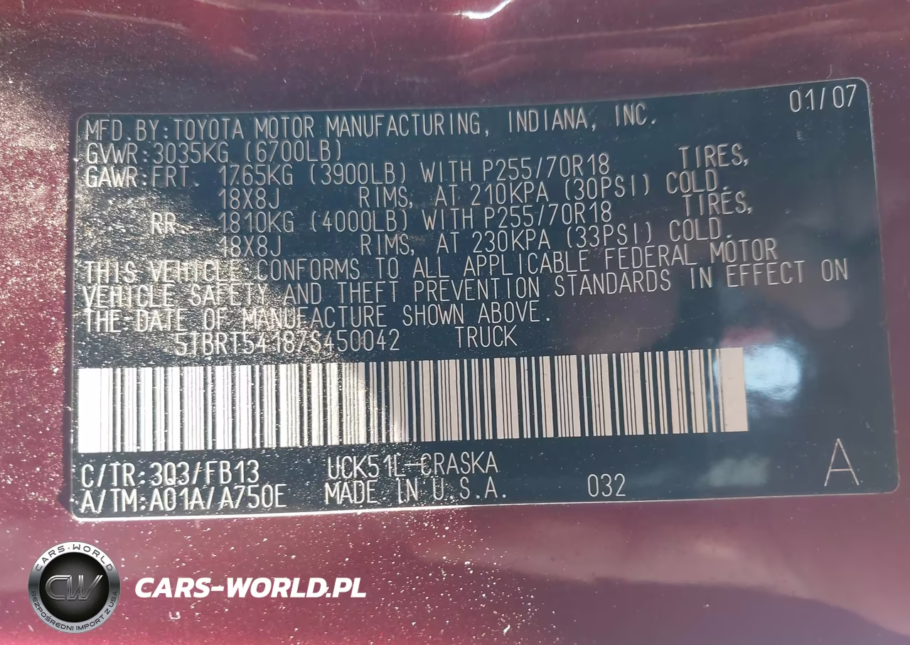 2007 Toyota Tundra Sr5 4.7L V8 VIN:5TBRT54187S450042 - 9