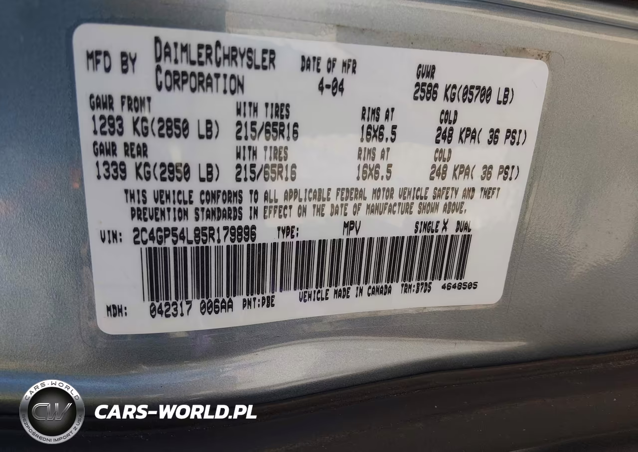 2005 Chrysler Town & Country Touring VIN:2C4GP54L85R179896 - 9