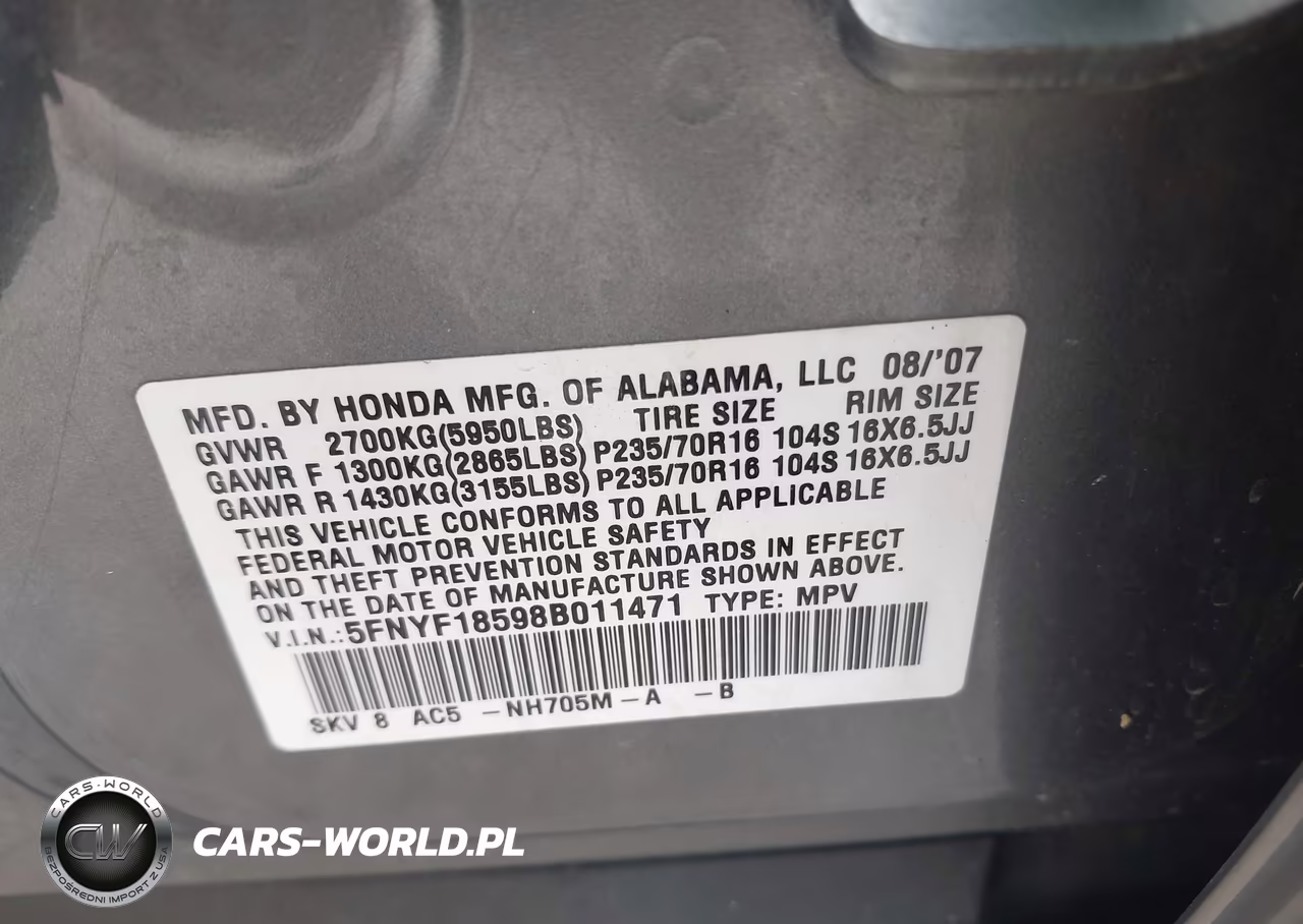 2008 Honda Pilot Ex-L VIN:5FNYF18598B011471 - 9